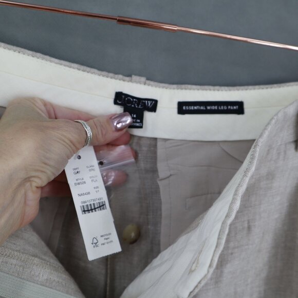 J.Crew Wide-Leg Essential Capri Pant Linen Women's 14 Beige Lagenlook Vacation - Picture 3 of 11